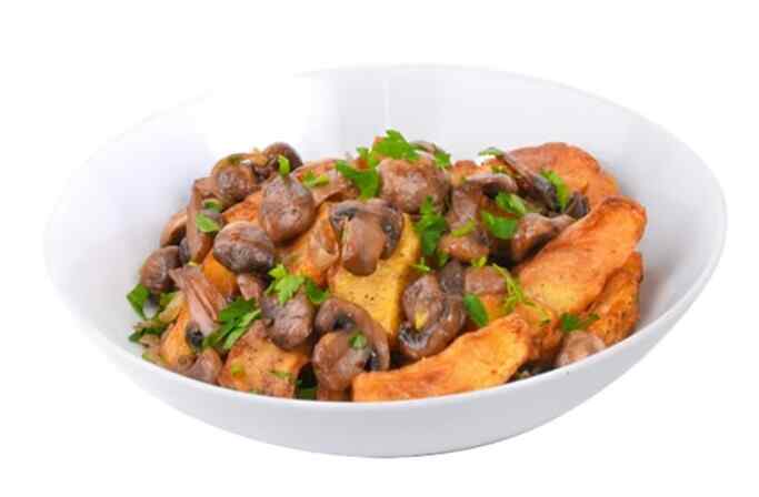 Ojakhi with button mushrooms