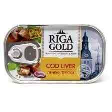 "Gama"- თევზის კონსერვი "Riga Gold" ნორვეგიის ზღვის ვირთევზის ღვიძლი თავის ზეთში 121 გრ