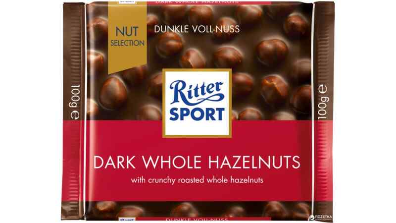 "Ritter sport"- შავი შოკოლადი მთელი თხილით