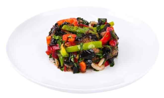 Eggplant with fresh vegetables